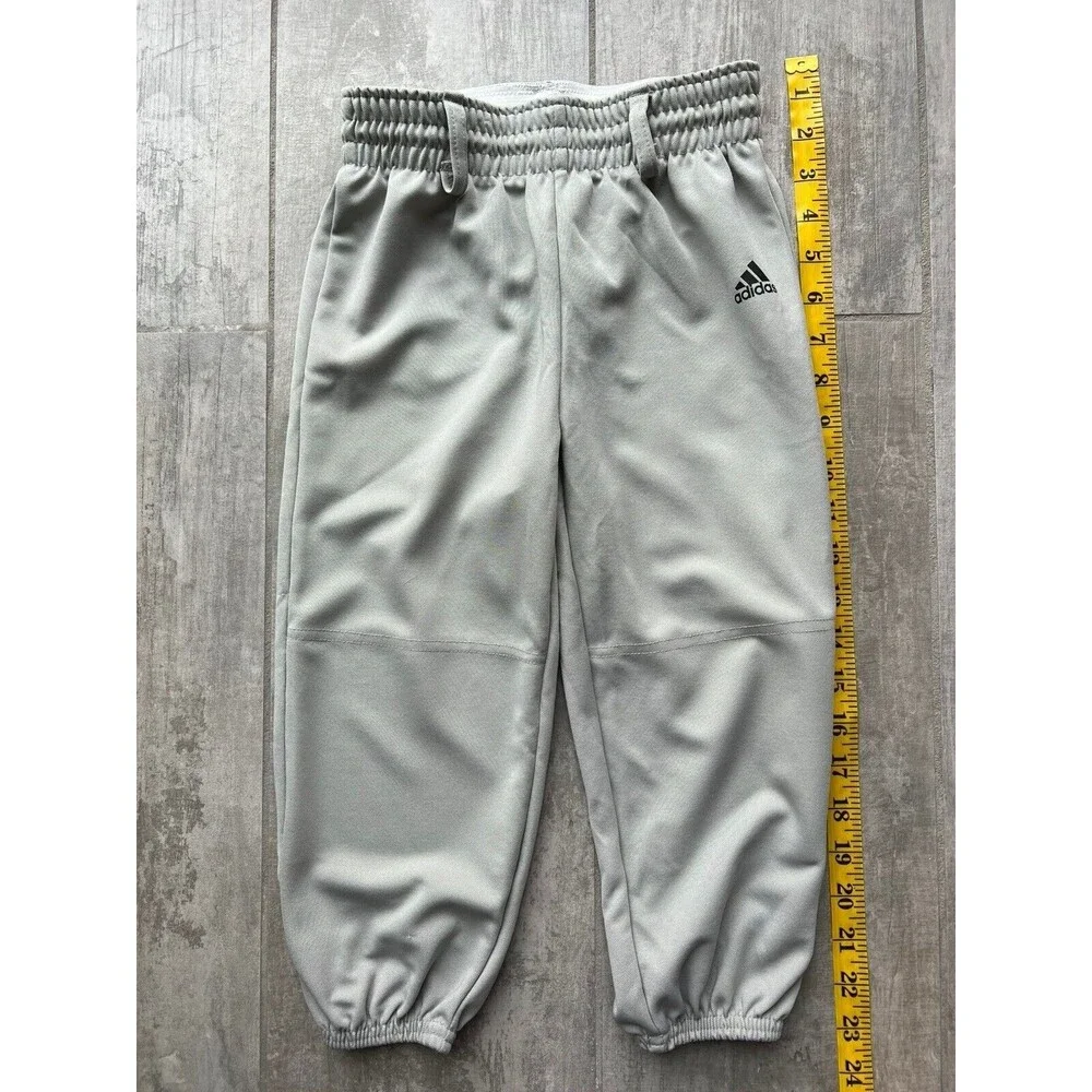 ADIDAS Aeroready Gray Baseball Softball Pant Tapered Belt Loops Pull On XS 7-8